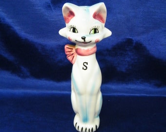Vintage Cat Salt Shaker (Salt only) Anart Creation - 7 1/2" tall - Japan -  Bottom of shaker shows wear - see photos and description