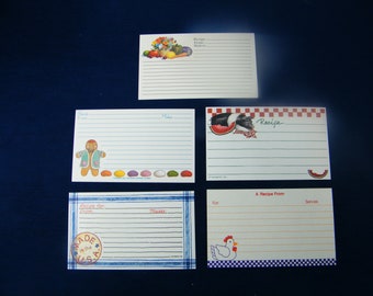 50 Vintage  Recipe Cards - Ten Recipe Cards of each design - 3x5 - New - See Photos and Description