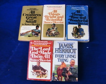 James Herriot Books - Vintage Paperbacks- All Creatures Great and Small Set -- 5 books - see description and photos