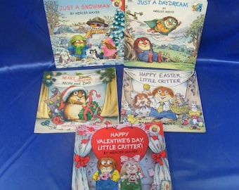 5 Little Critter paperback Picture books, by Mercer Mayer, Used/Vintage books, Holiday books,-see photo's and description