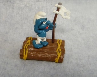 Super Smurf - River Raft Vintage - Schleich Smurfs Toy Figure - 40246 - see photos and description