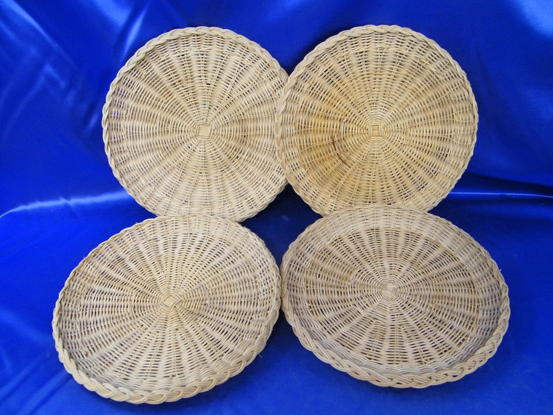 Wicker Plate Holders 4 Plates Strong Weave 9 1/2 Etsy