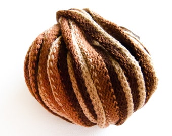 Brown scarf yarn. Earthy Ruffle/Frilly Yarn for Scarves Brown Shades. Ribbon, net yarn, ICE 100% acrylic