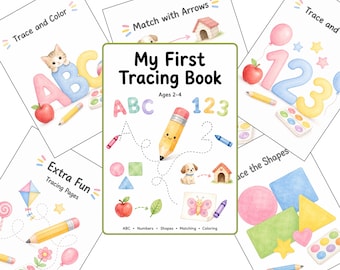 Toddler Tracing Book Ages 2-4: ABC, Numbers, Shapes & Matching Printable PDF | Montessori Activities