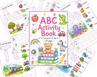 ABC Activity Book, Preschool A-Z Letter Tracing, Toddler Learning Pages (Digital Download)