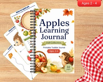 Apple Learning Journal for Toddlers, Fall Preschool Activities (Digital Download)