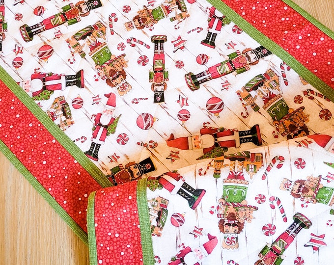 Quilted Table Runner, Traditional Nutcracker Runner, Christmas and Holiday Table Runner