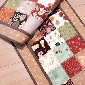 Quilted Handmade and Harvest Table Runner ~ Fall Patchwork Table Décor ~ 16" x 41"