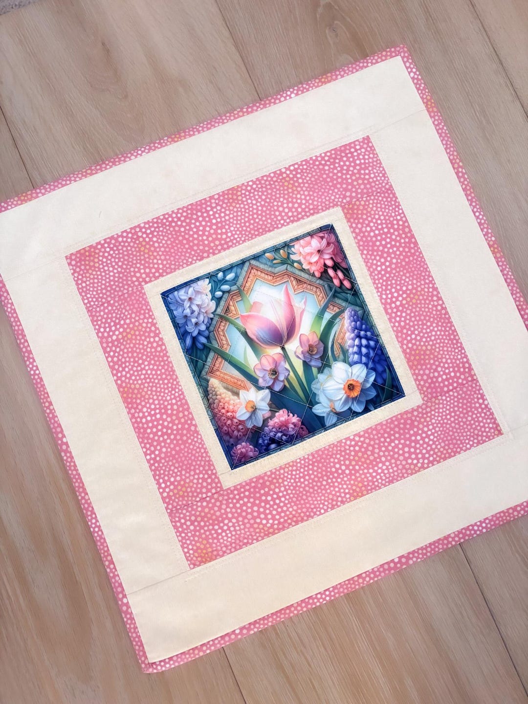 Handmade Table Topper, Quilted Table Topper, Florals Table Topper ...