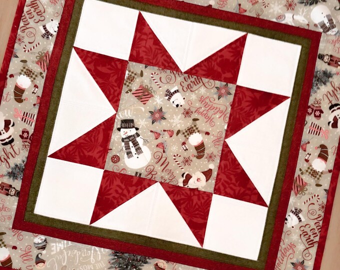 Joyful Santa Quilted Table Topper NCU0NTV578