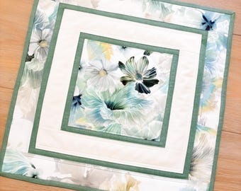 Floral Quilted Table Topper ~ Spring and Summer Floral Decor ~ 19.5"