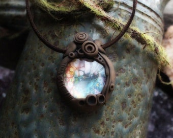 Micro Cosmos Necklace - Handcrafted Clay & Glass Art Necklace (Free Shipping)