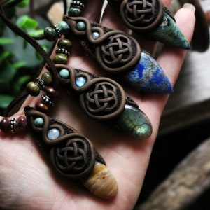 Celtic Knot Necklaces With Gemstones Handcrafted in Clay Choose Which ...