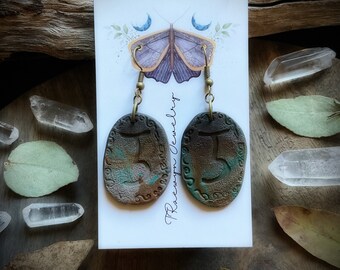 Witches Runes Clay Earrings. Light Weight Clay Dangle Earrings. Handcrafted and One of a Kind. (Free Shipping)