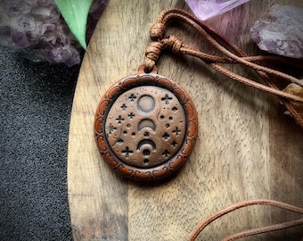 Talisman Pendant, Timber and Clay, Handcrafted Adjustable Necklace