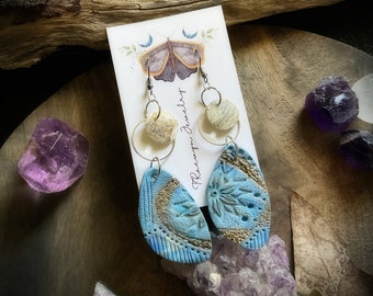 Clay Earrings. Handcrafted and One of a Kind. Lightweight Clay. Artisan Jewelry. (Free Shipping)