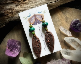 Bohemian Earrings. Dangle Earrings - Handcrafted and One of a Kind. Lightweight Clay + Stainless Steel. (Free Shipping)