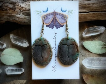 Witches Runes Clay Earrings. Light Weight Clay Dangle Earrings. Handcrafted and One of a Kind. (Free Shipping)