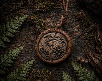 Talisman Pendant, Timber and Clay, Handcrafted Adjustable Necklace
