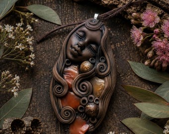 Goddess of Fire and Earth Necklace, Carnelian and Dragon Jasper
