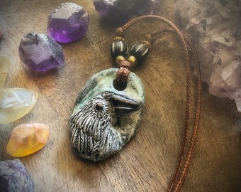 Raven Spirit Animal Necklace. Shamanic Animal Totem Necklace (Free Shipping)