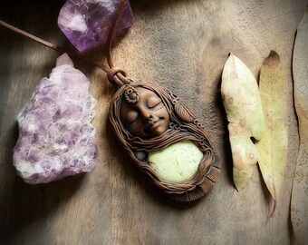 Goddess Necklace  - Handcrafted Goddess Pendant on Vegan Suede Necklace (Free Shipping)