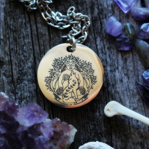 La Loba Wolf Woman Necklace Singing over the Bones Bone Woman Necklace Laser Engraved Stainless Steel Pendant Necklace image 8