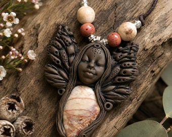 Butterfly Angel Necklace with Snakeskin Jasper