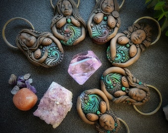 Gaia Goddess Necklace - Handcrafted in Clay - Primitive Goddess - Gaia - Tribal - Organic - Earth Spirit - Sacred Feminine (Free Shipping)