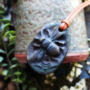 Honey Bee Necklace - Handcrafted Clay - Save the Bees  . Handmade Clay Jewelry . Goddess . Crystal and Gemstone Jewelry (Free Shipping)