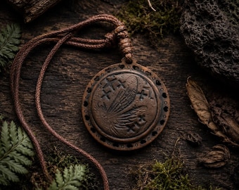 Talisman Pendant, Timber and Clay, Handcrafted Adjustable Necklace