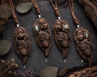 Goddess and Bear Necklace