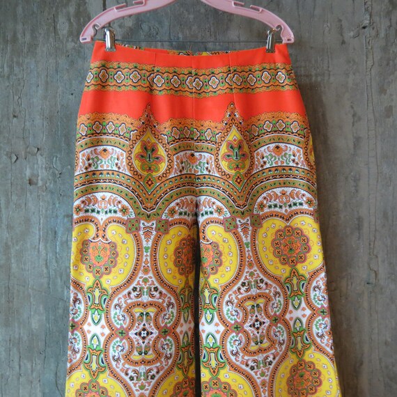 Vintage Handmade Paisley Hippie Bell Bottoms, Psyc