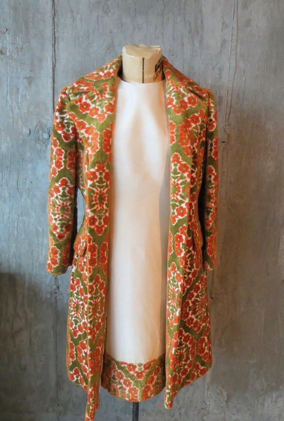 Vintage Lilli Ann Tapestry Coat and Dress, Orange