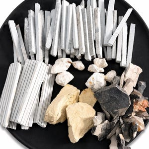 Edible 6-in-1 Indian Clay Combo | Slate Pencil, Nakumatt, Multani, Butter Grey & White Khadi Clay Mix