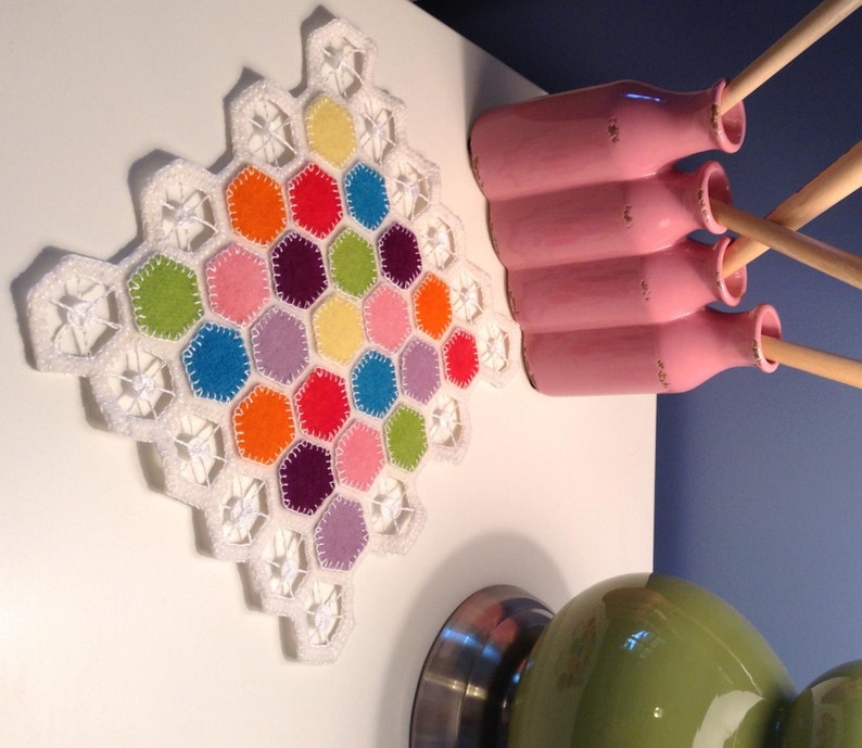 Wool Applique PATTERN Geometric style Hexagons 'N Lace Etsy