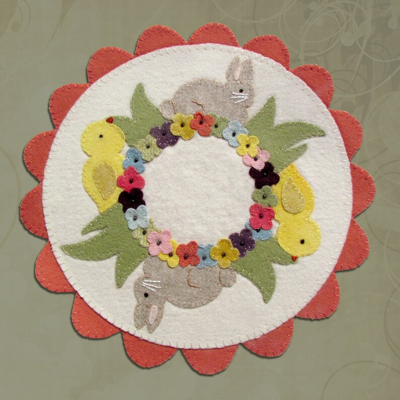 PATTERN Spring In Bloom Wool Applique' Candle Mat pattern ...