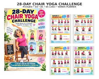 28-Day Chair Yoga Challenge Printable | Gentle Fitness for Seniors (Digital Download)