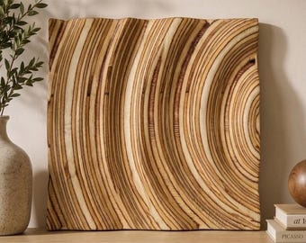 Unieke houten wanddecoratie: abstract reliëfkunstwerk