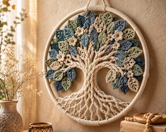 Tree of Life Crochet Pattern | Boho Macrame Hoop Wall Hanging (Digital Download)