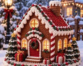 Crochet Gingerbread House Pattern, Christmas Village Amigurumi (PDF)
