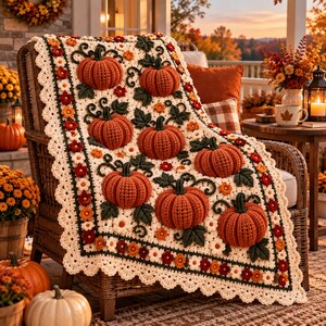 Schema per coperta all'uncinetto 3D a punto zucca "Grandma Stitch" (download PDF)