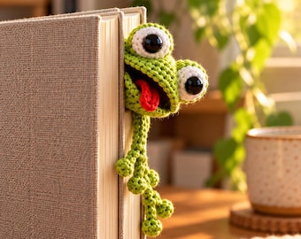 Amigurumi Frog Bookmark Crochet Pattern PDF, Advanced Beginner Tutorial (Digital Download)