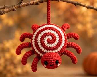 Spiral Spider Crochet Pattern | Halloween Amigurumi Ornament (PDF Download)