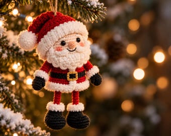 Amigurumi Santa Crochet Pattern, Dangling Legs, Shell-Edge Beard (PDF)