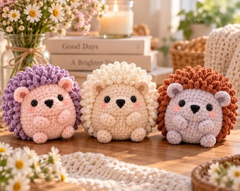 Beginner Friendly Amigurumi Hedgehog Crochet Pattern, Chenille Plush (PDF Download)