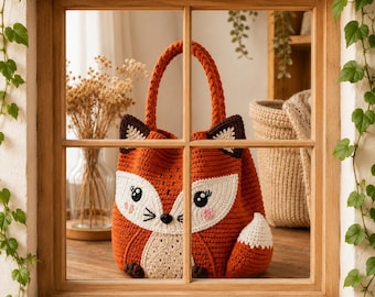 Crochet Fox Tote Bag Pattern | Amigurumi Chenille Handbag (PDF Download)