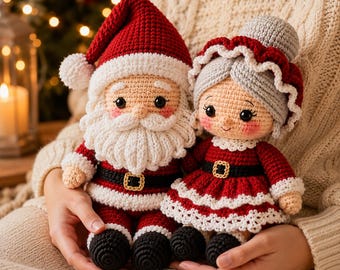 Crochet Pattern PDF, Amigurumi Santa Mrs Claus Couple, Holiday Doll Tutorial (Digital Download)