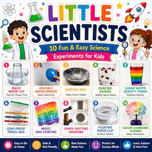 10 Printable Science Experiments for Kids | STEM Learning Activities (Digital Download)