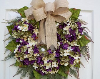 Fall~Hydrangea Wreath~Vineyard Garden~Winter, Spring,Summer,Fall Door Decorating~Front Door~Timeless Floral Creations
